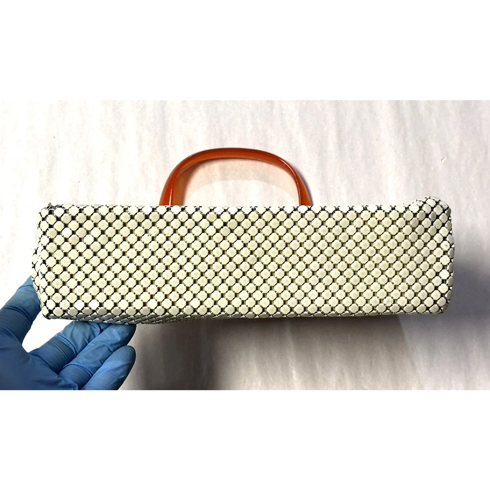 Vintage Whiting & Davis Mesh Handbag Lucite Handle Clasp Purse 10x6x3